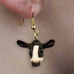 NEW* HOLSTEIN COW Dangle Head Earrings  SALE