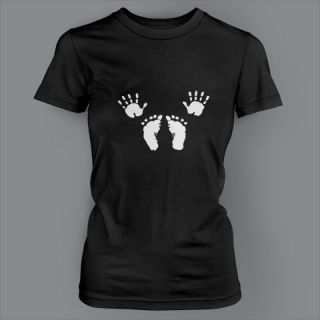 BABY HANDS AND FEET Funny Pregnant Halloween Maternity Ladies T Shirt
