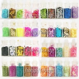 10 Color Mini Bottle for Nail Art Tip UV Gel 3D Decoration Glitter 