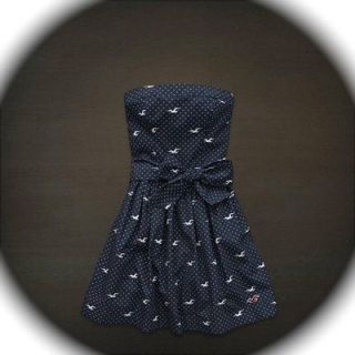 NWT HOLLISTER by ABERCROMBIE WOMENS ARCH BAY NAVY BLUE WHITE POLKA DOT 