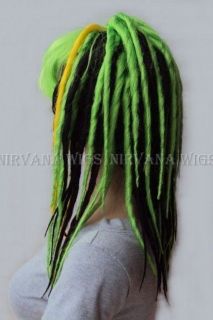 Green wig with Green/Black/Yellow Dreads/Dreds Goth/Punk Cosplay wig 