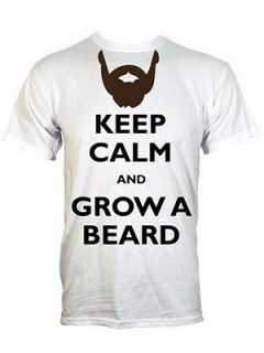 Keep Calm and Grow A Beard Mens White T Shirt