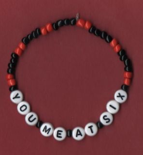 Red and Black Custom Any Band Bracelet with white letter beads
