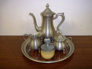   Footed Tea Service Set #1136 Tray #1119 Pot Candle Sugar Bowl Creamer