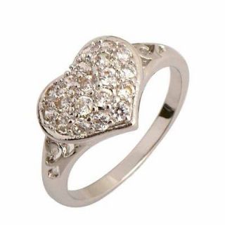 Brilliant 9k White Gold Filled CZ Heart Shape Engagement Ring R107
