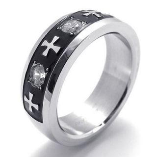 Newly listed Size 9 Black Silver Cross Stainless Steel Mens Ring Size 