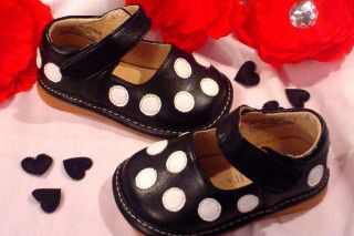 Black and White Polka Mary Jane Squeaky Shoes 3,4,5,6,7,8,9,​10