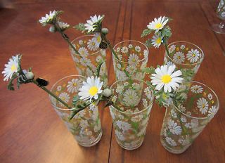 Vintage 1960s Culver,Flower Power Daisy Drinking Tumbler Glasses,6Pc 
