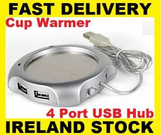 HOT USB Tea Coffee Cup Warmer Heater Pad with 4 Port USB Hub SPC 0332