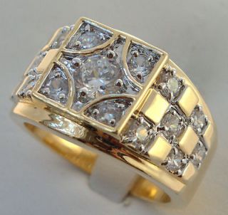   classic style RUSSIAN FORMULA CZ MENS RING 14K gold overlay size 14