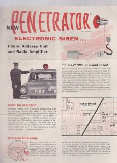 1930s 1940s PENETRATOR electric fire fighting siren advertising 