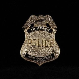 POLICE Cop Metal BADGE CSI FBI Costume Antique Gold
