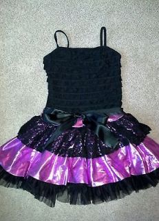sassy Black and Pink Jazz or Tap Solo Dress Size Child Large Weissman 