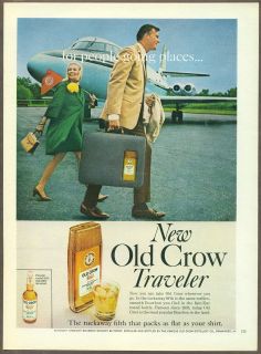 Old Crow Traveler Whiskey 1967 magazine print ad, whisky