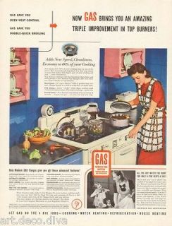   KITCHEN Appliance GAS RANGE Oven Stove COOKING Apron Girl COOK Ad