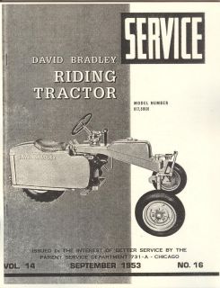 David Bradley Tri Trac Riding Tractor Service Manual Model 917.59101 