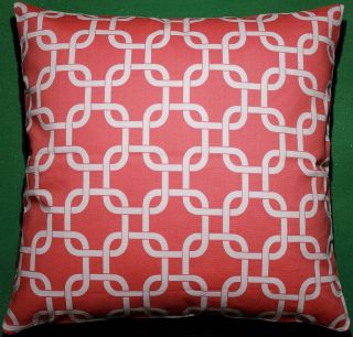 Folly Red and White Chains Trellis Striped Decorative Throw Pillow 