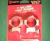 SILVER SIMMONS High SCOPE RINGS For RUGER 10/22   Weaver Style