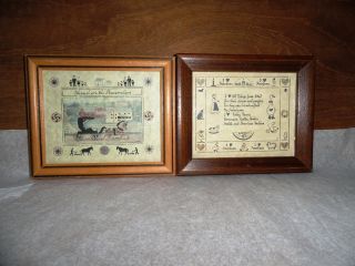 Design With Scissors 2 1985 & 1989 Framed Pictures Americana Blessed 