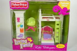   Family KIDS BEDROOM Set Girls BUNK BEDS Dollhouse Furniture Desk
