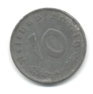 DEUTSCHES REICH 1943 10 PFENNIG COIN VF