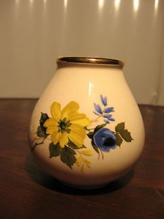 Crown Devon Vase #1456 Yellow and Blue Flowers Vintage Piece