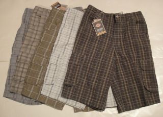 DICKIES WR551 13 RELAXED FIT PLAID CARGO SHORTS 30 32 34 36 38 40 42 