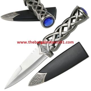   Hammer Celtic Sgian Dubh Scottish Dirk Athame Dagger With Blue Ruby