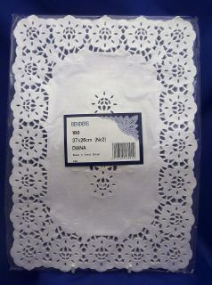   14 X 10 WHITE PAPER PARTY/WEDDING DOILIES PLACEMAT TRAY LINERS