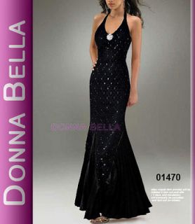 Sz 14 Donna Bella Halterneck Maxi Fishtail Evening Prom Wiggle Lace 