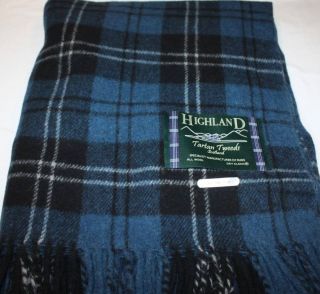 Scottish 100% Wool Tartan Rug Blanket Ramsey Blue