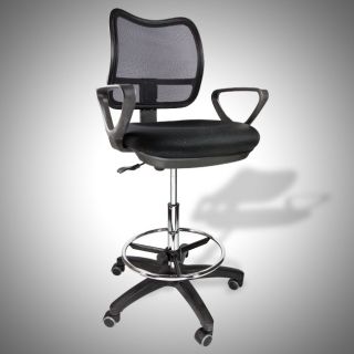 Drafting Chair Mesh Stool Armrest Ergonomic Adjustable Footring Arm 