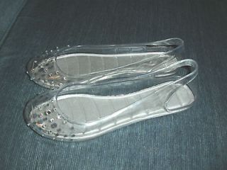 WOMENS SIZE 6 CLEAR SHOES SLIPPERS~DIAMO​ND GEMS~OPEN TOE