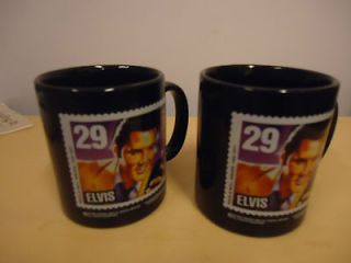 Vintage Elvis Presley 2 Coffee Mug with 29 cents Elvis Presley Stamp 