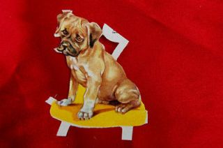 Vintage Die Cut Pitbull Mastiff Boxer Cute puppy dog on yellow pillow
