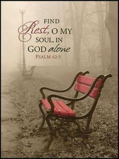   In God Alone Mounted Print Red Bench Psalm 62 art P Graham Dunn BOT37