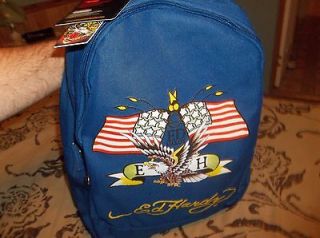 Ed Hardy Eagle Flags Backpack NWT Brand New Misha AME Navy FREE S/H w 