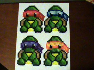 Teenage Mutant Ninja Turtles Baby Turtles Perler Bead Sprite Set of 4