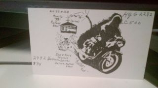   band CB radio QSL card motorcycle biker comic Stearns 1970s Helena MT