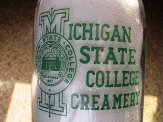 Michigan State College East Lansing, Mich. TRPQ Milk Bottle tall round 