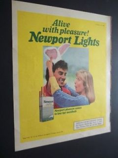 Newport Lights Cigarettes Alive with Pleasure 1989 Print Ad