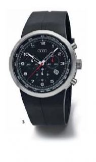 Audi Chronograph Watch with Black Rubber Strap