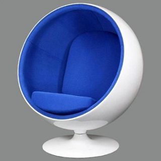 Eero Aarnio style ball pod globe chair, Retro FIREPROOF   WHITE   BLUE