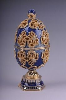 Faberge Easter Egg with swan by Keren Kopal Swarovski Crystal Jewelry 