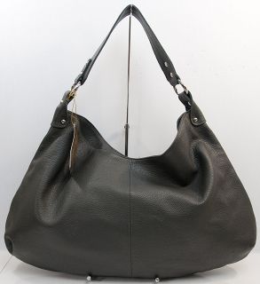 NEW $520 ONNA EHRLICH GRAY RENEE LARGE PEBBLED LEATHER HOBO SHOULDER 
