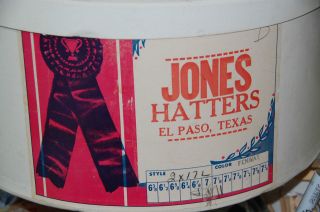 Vintage Jones Hatters El Paso, Texas Cowboy/girl hat 6 7/8 Cream felt