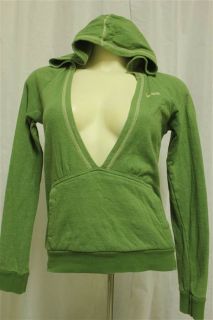 Element Juniors Medium Grass Green Deep V neck Hooded Sweatshirt 