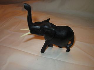 NEW HAND CARVED WOOD BLACK AFRICAN ELEPHANT WILDLIFE STATUE FIGURE 