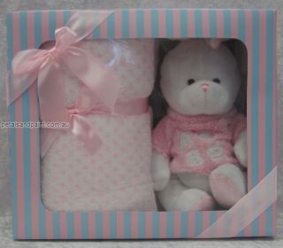 Soft Fluffy Plush Bunny Rabbit & Baby Snuggle Blanket Comforter New In 