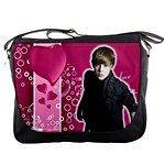 Womens Girls Pink Justin Bieber Messenger Bag Laptop 